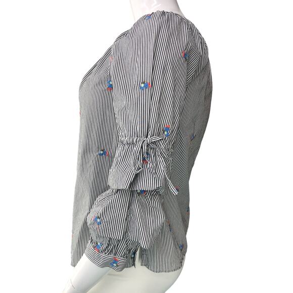 Sanctuary Womens Size M Striped Top Boho Tiered Bell Sleeves 100% Cotton - Picture 5 of 15